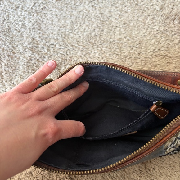 Vintage Coach Denim & Leather Blue Patchwork Pochette Shoulder Hobo Purse - Picture 11 of 16